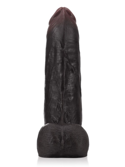 Phantom 9" x 2" Black Sliding Skin Vac-U-Lock Dildo With Moving Balls  & Suction Cup