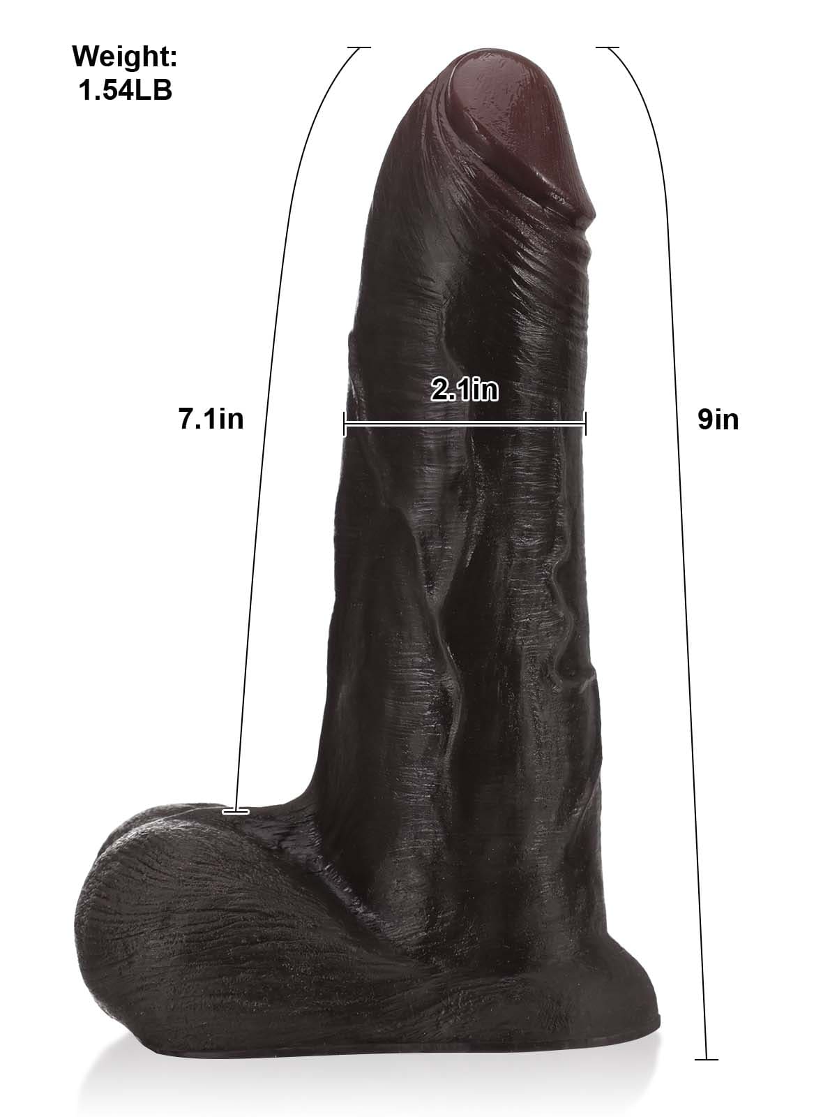 Phantom 9" x 2" Black Sliding Skin Vac-U-Lock Dildo With Moving Balls  & Suction Cup
