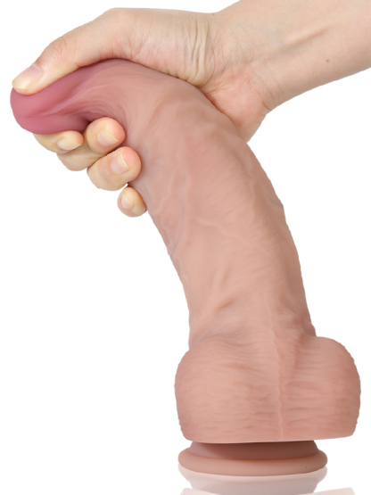 Aaron 9" x 2.3" Thick Double Layer Silicone Flesh Skin Dildo