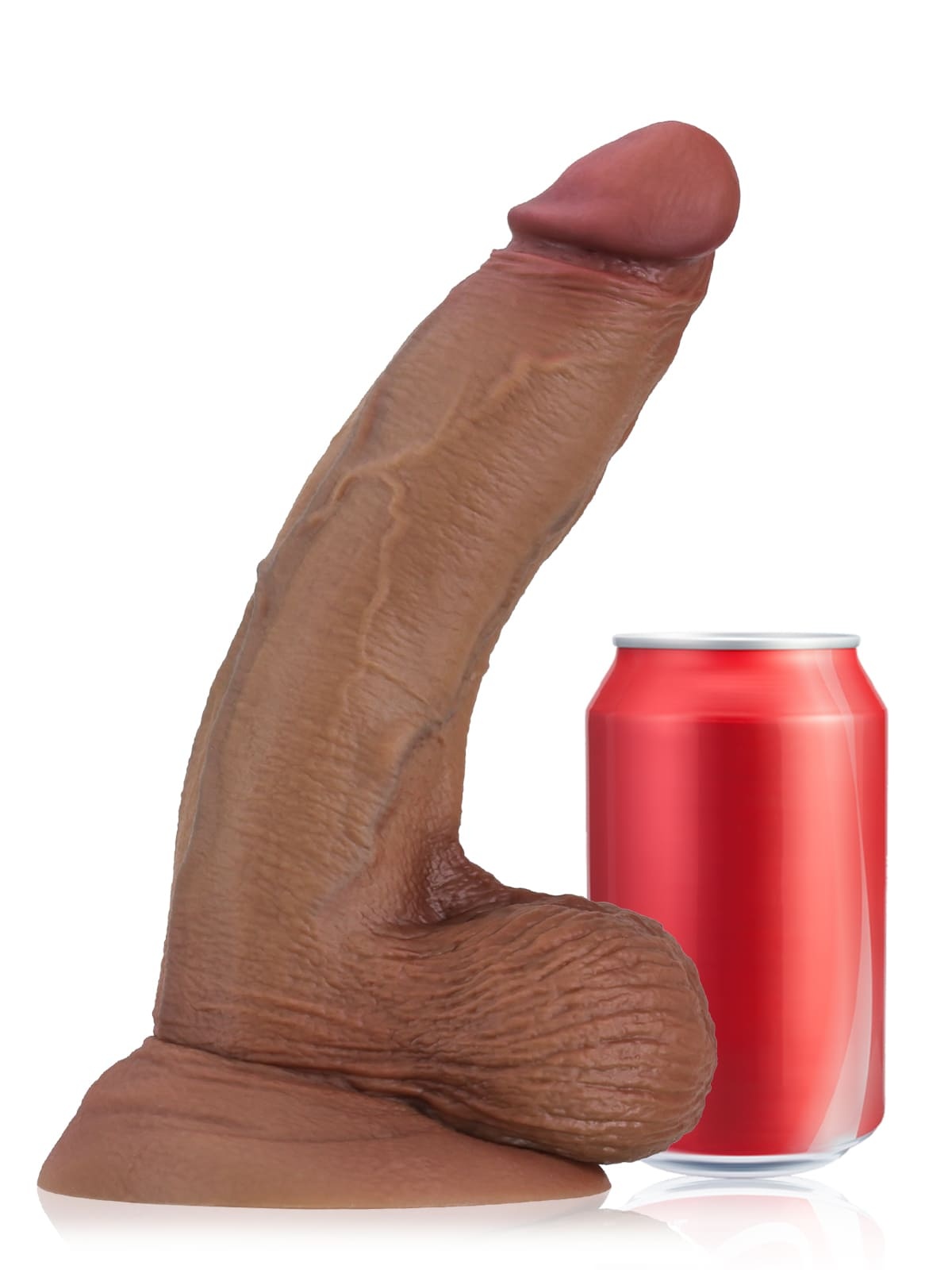 Kenny Soft Brown Thick Curved Realistic Dildo- 9.6*1.9 Inch