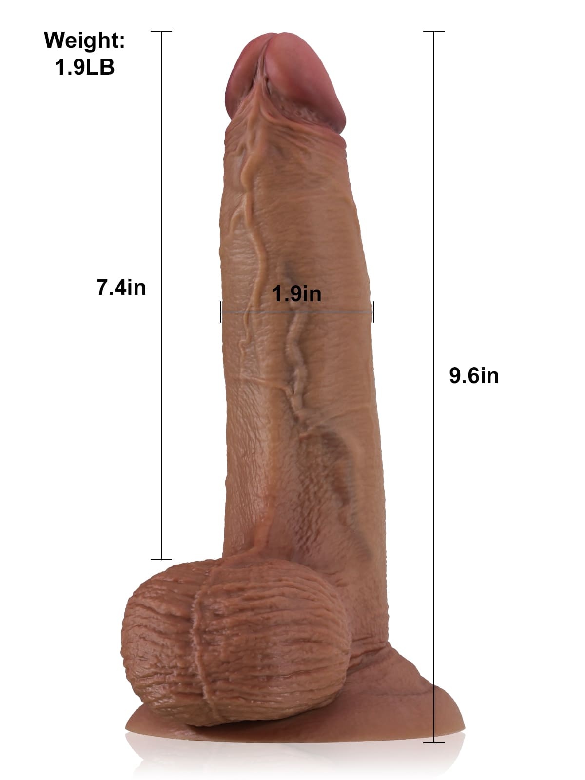 Kenny Soft Brown Thick Curved Realistic Dildo- 9.6*1.9 Inch
