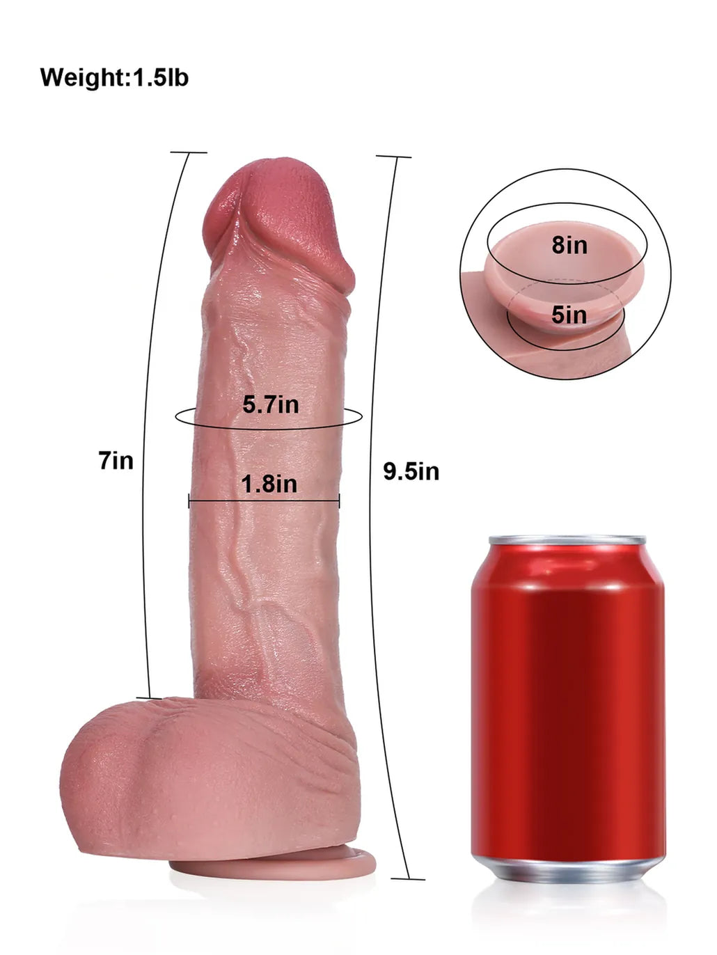 Brandon 9.5" x 1.8" Flesh Ultra Realistic Real Feel Dildo