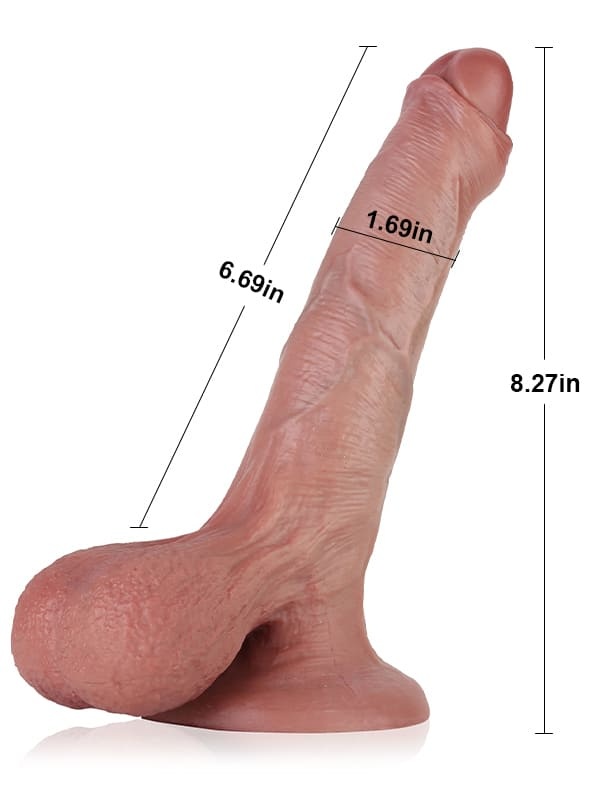 Chris 8.7" x 1.6" Uncut Realistic Dildo With Swinging Saggy Balls