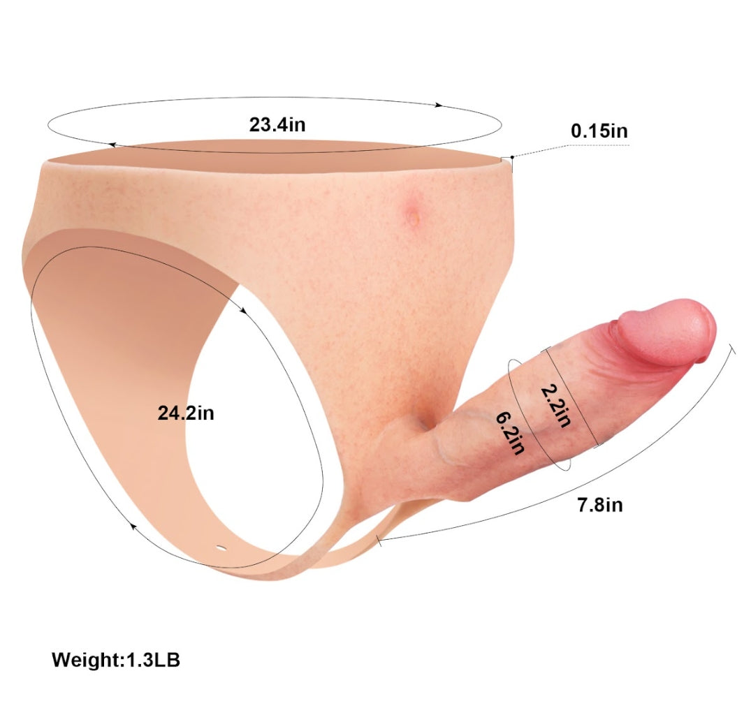 Daenerys 7.8" x 2" Wearable Hollow Strap-On Dildo For Women • For Men • Penis Extension • ED Cock Sleeve