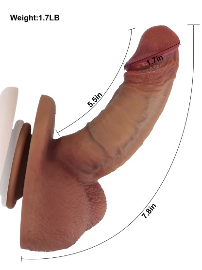 Damon Soft Brown Realistic Dildos With Big Balls - 7.8*1.7 Inch