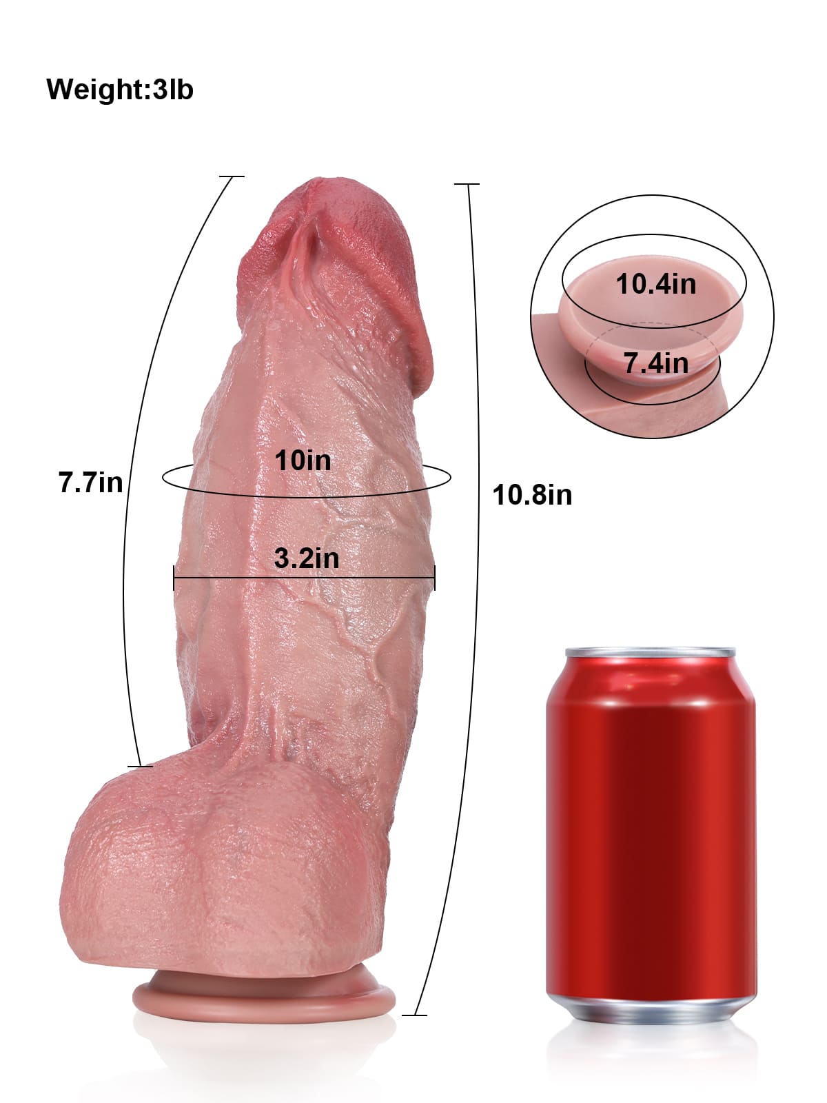 Diego 10.8" x 3.2" - Flesh Extra Realistic Huge And Thick Anal Dildo