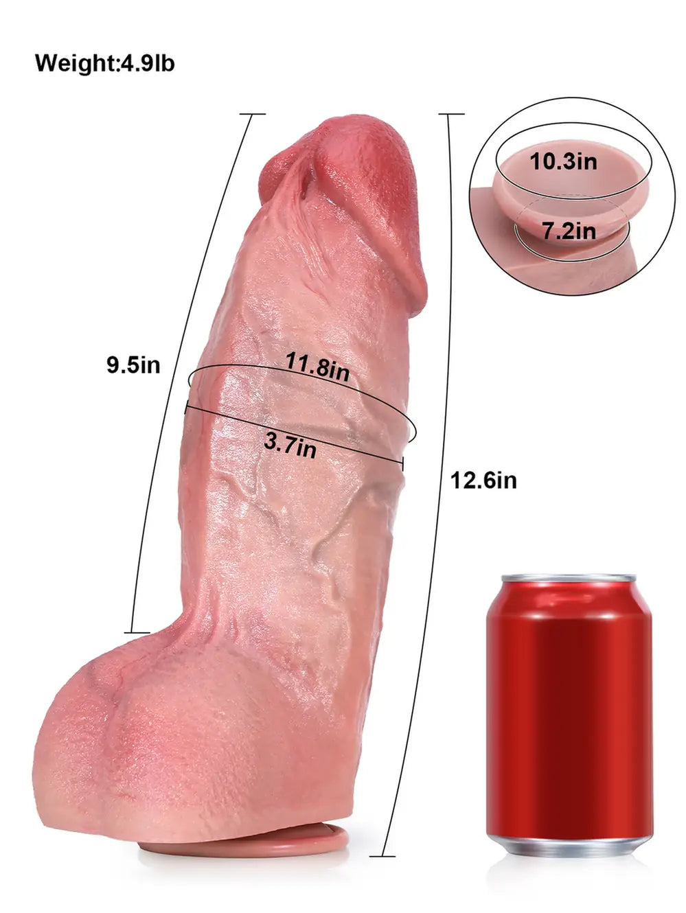 Diego 12.6" x 3.7" - XXL Size Flesh Extra Realistic Huge And Thick Anal Dildo