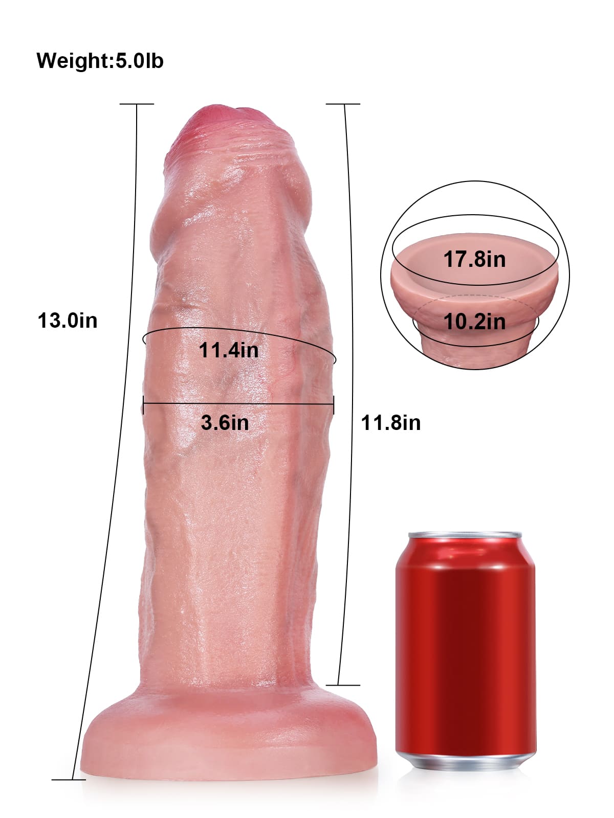 Duke 13" x 3.6" - Thick Anal Dildo with Uncut Foreskin Design