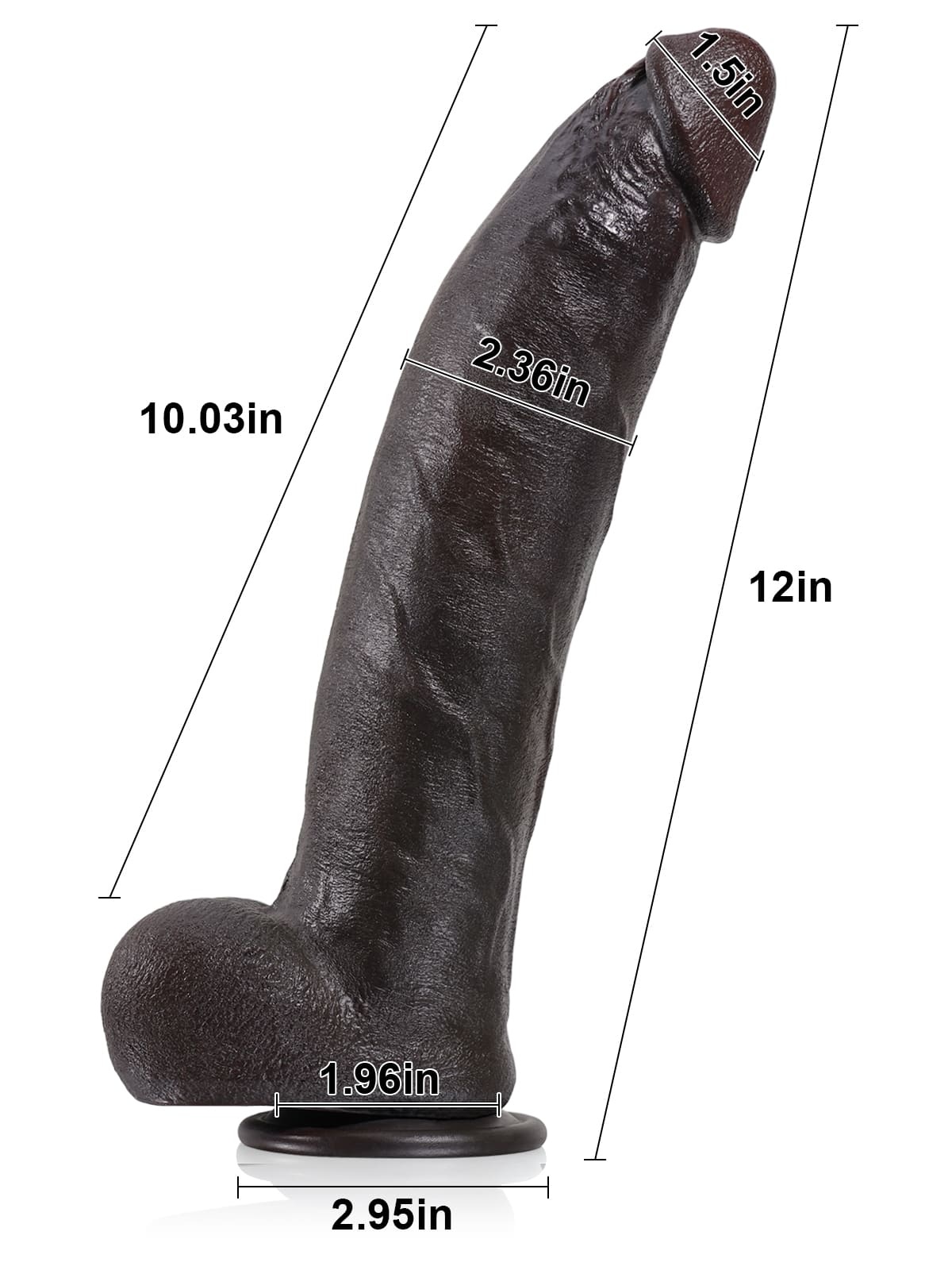 Farid 12" x 2.3" BBC Dildo Soft Skin Dick  With Metal Keel