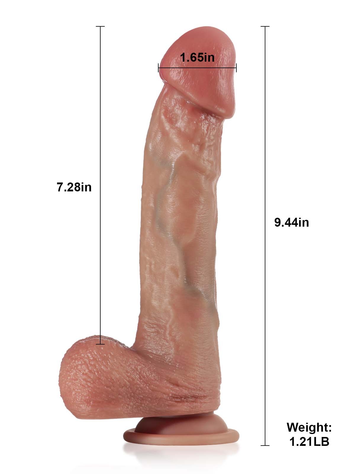 Richard 9.4" x 1.6" Thrusting Pulsating Mushroom Head Glans Dildo