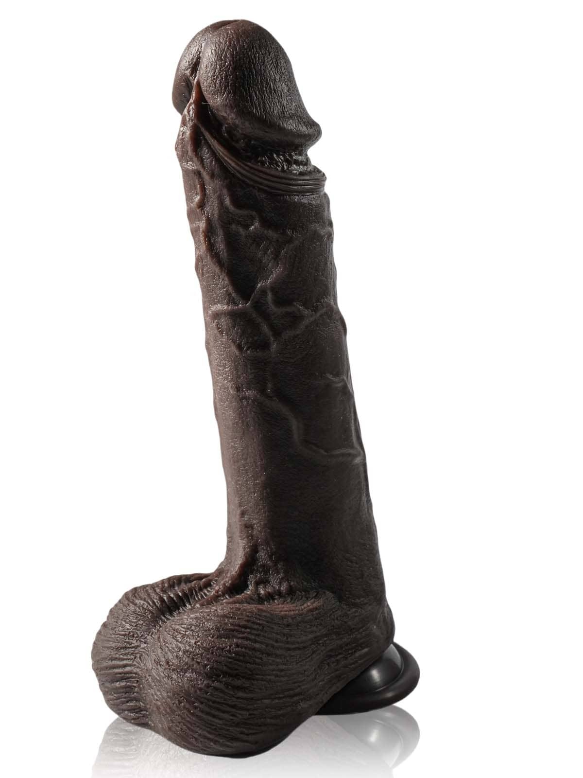 Grey 10" x 1.9" Black Big Vibrating Thrusting Dildo 7 Modes Thrusting 