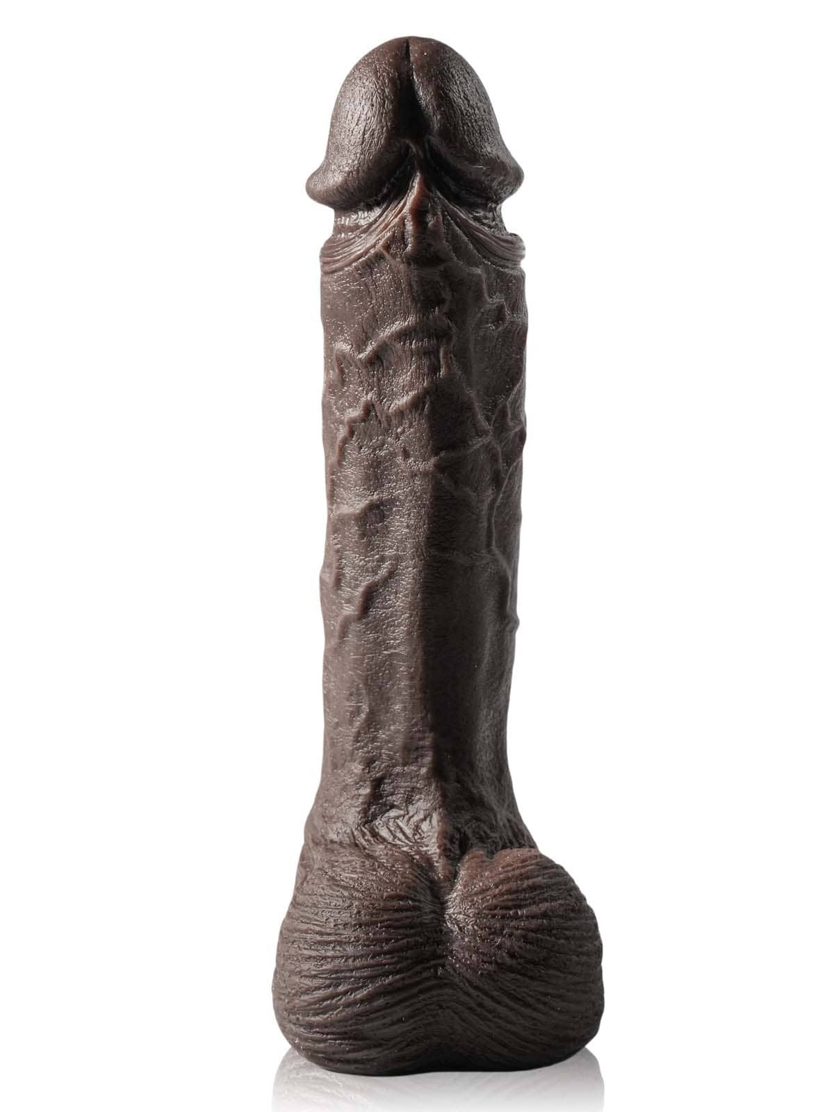 Grey 10" x 1.9" Black Big Vibrating Thrusting Dildo 7 Modes Thrusting 