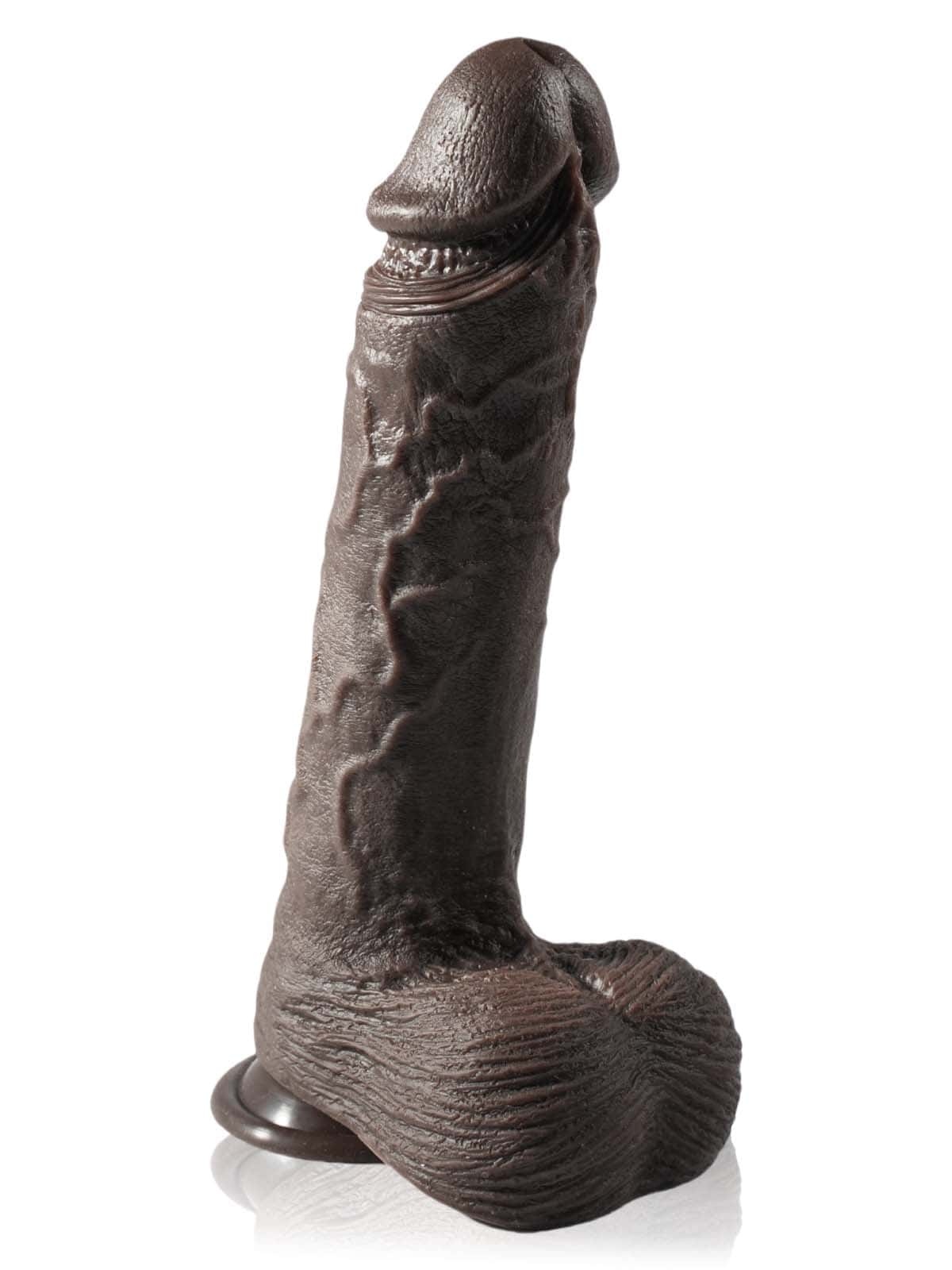 Grey 10" x 1.9" Black Big Vibrating Thrusting Dildo 7 Modes Thrusting 