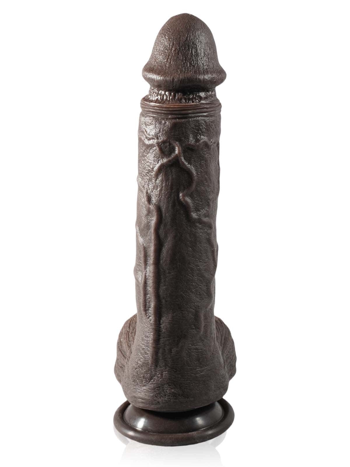 Grey 10" x 1.9" Black Big Vibrating Thrusting Dildo 7 Modes Thrusting 