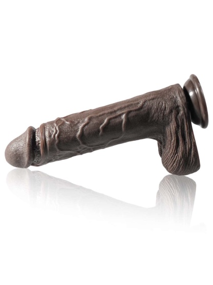 Grey 10" x 1.9" Black Big Vibrating Thrusting Dildo 7 Modes Thrusting 