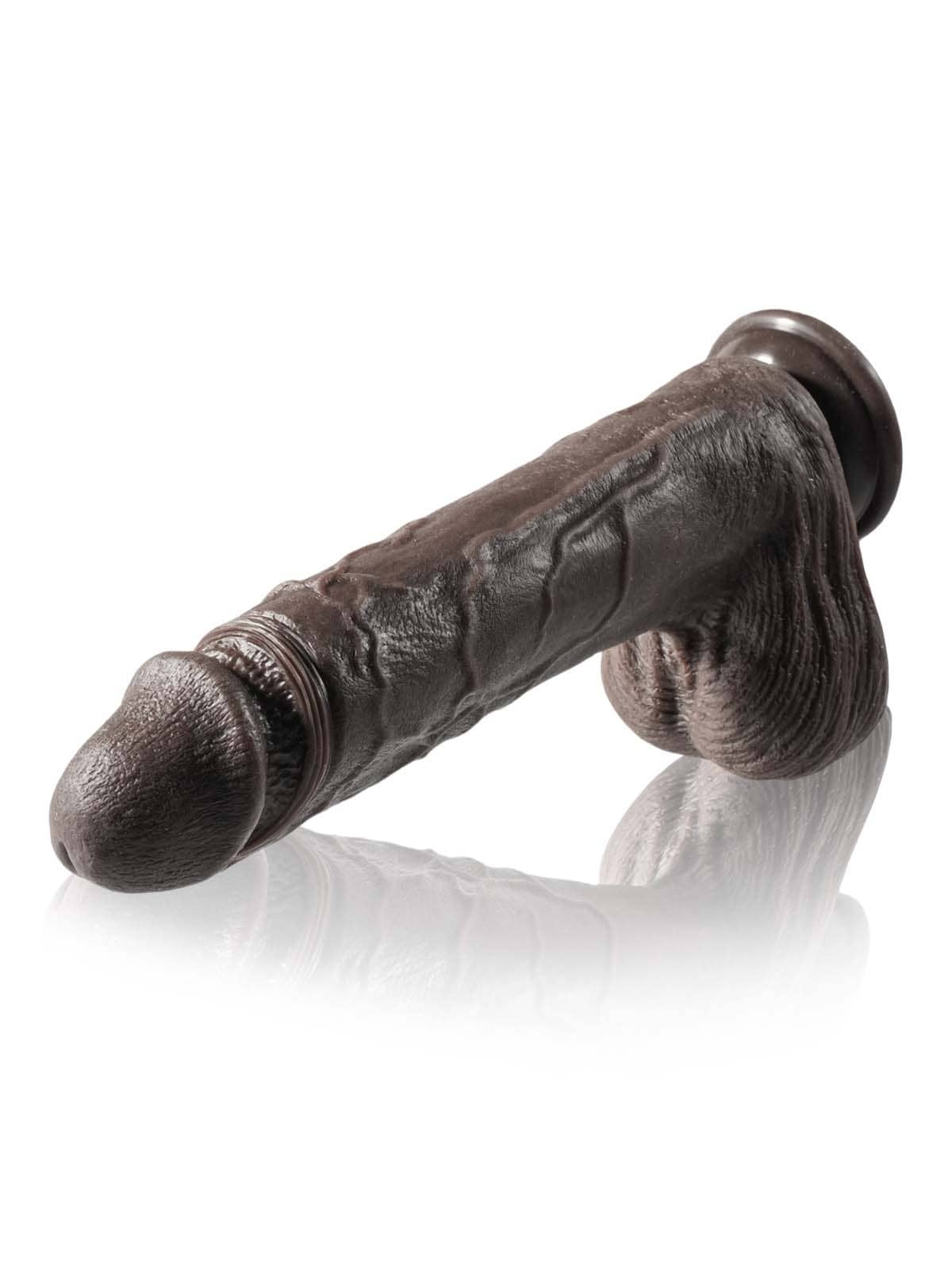 Grey 10" x 1.9" Black Big Vibrating Thrusting Dildo 7 Modes Thrusting 