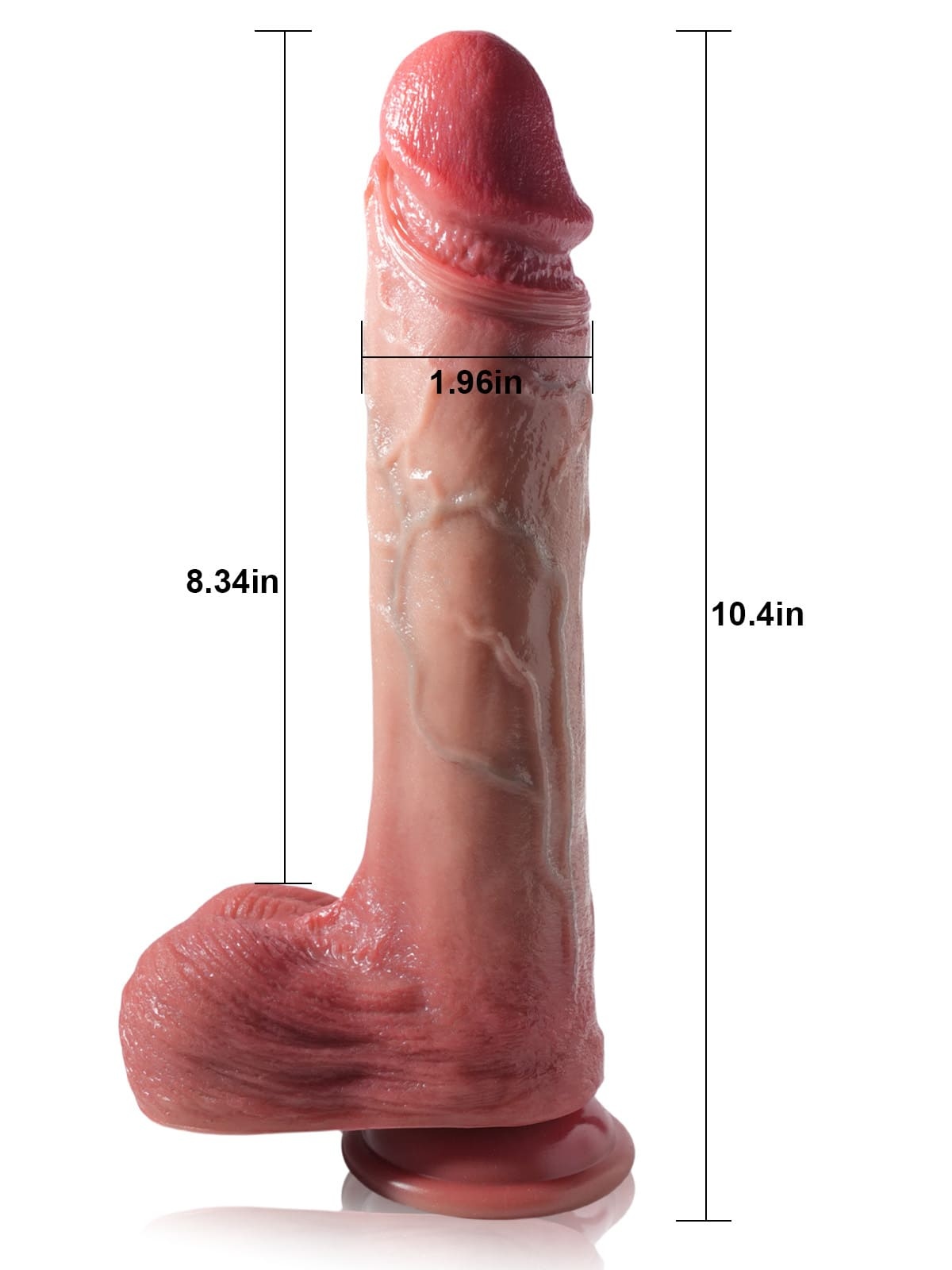 Grey 10" x 1.9" Flesh Big Vibrating Thrusting Dildo 7 Modes Thrusting 