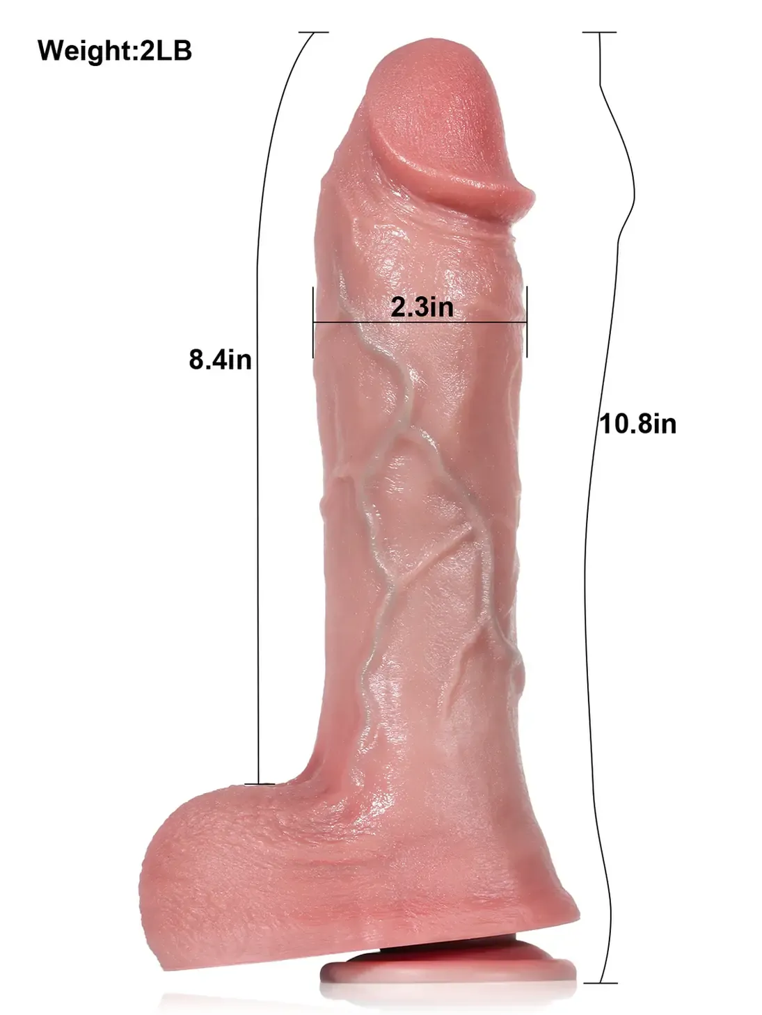  Hagen  10" x 2.3" Thick Thrusting Dildo with Vibration & Remote Control