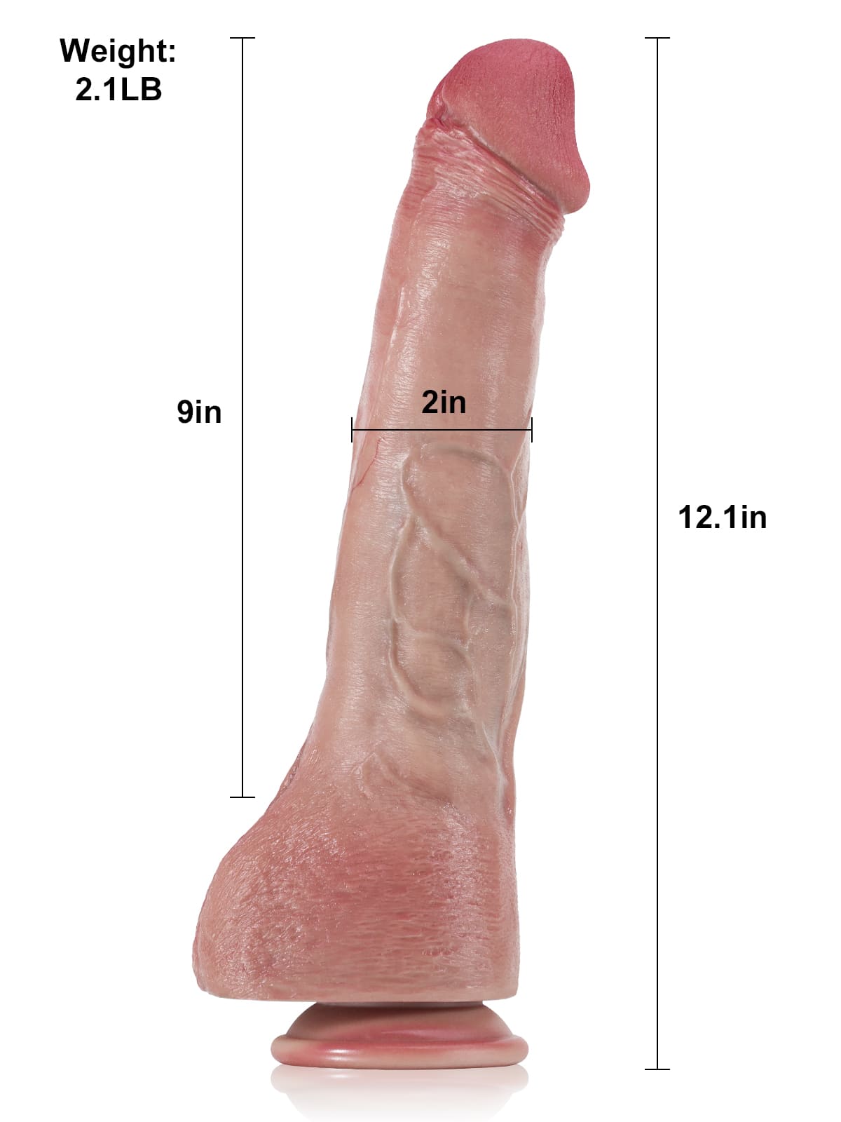 Kaleb Flesh Huge Anal Dildo With Metal Keel Bendable - 12*2 Inch