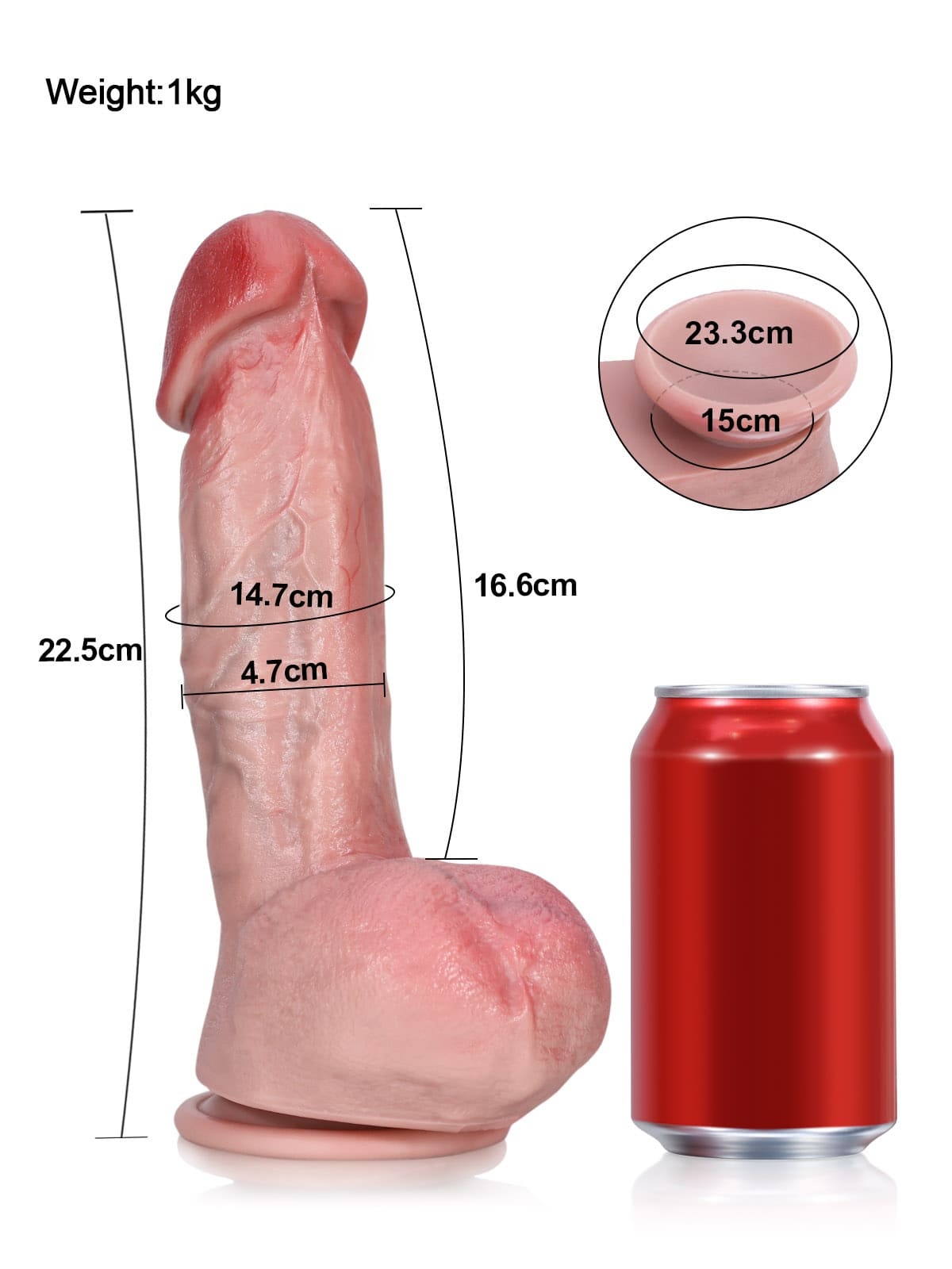 Jack 9" x 2" - Flesh Thick Realistic Big Mushroom Head Glans Dildo