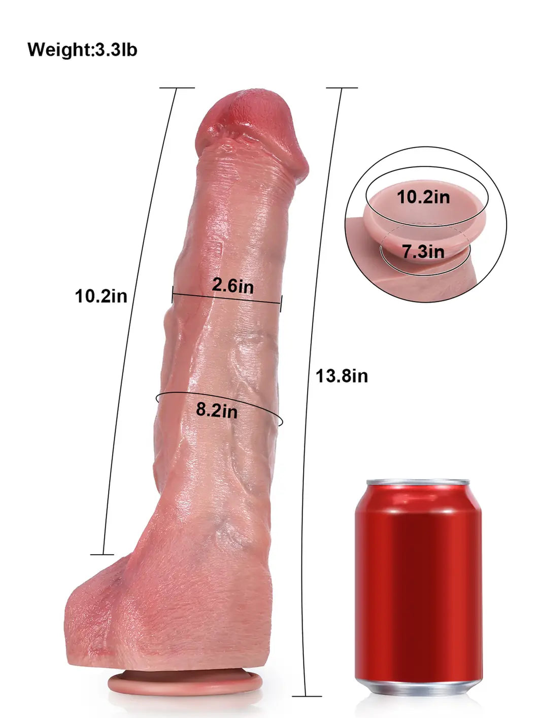 Jeff 13.8" x 2.6" -XXL  Enlarged Realistic Dildo with Tapered Shaft Design