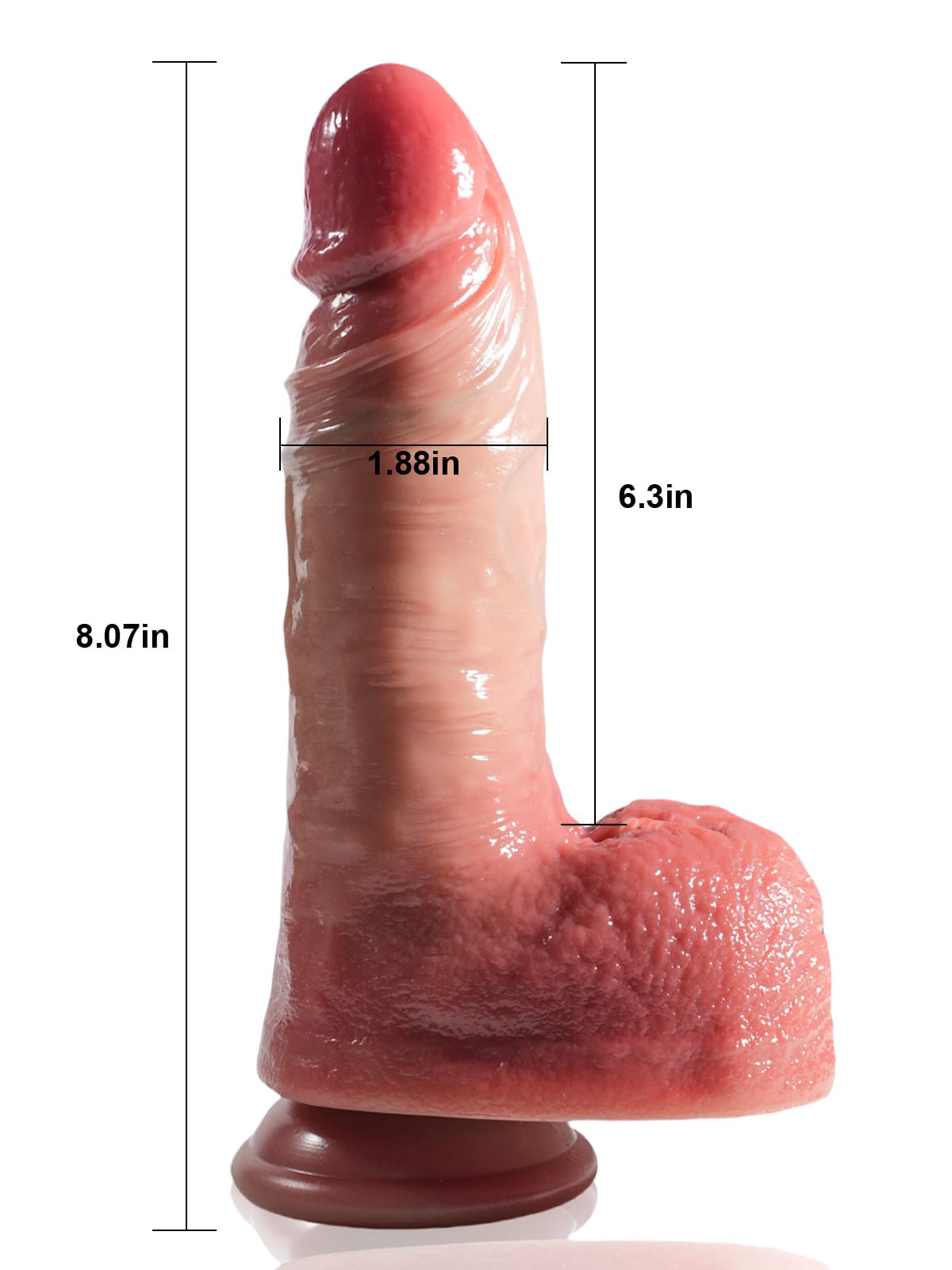 Jeremy 8" x 1.8" Life Like Vibrating Thrusting Dildo 7 Modes Thrusting