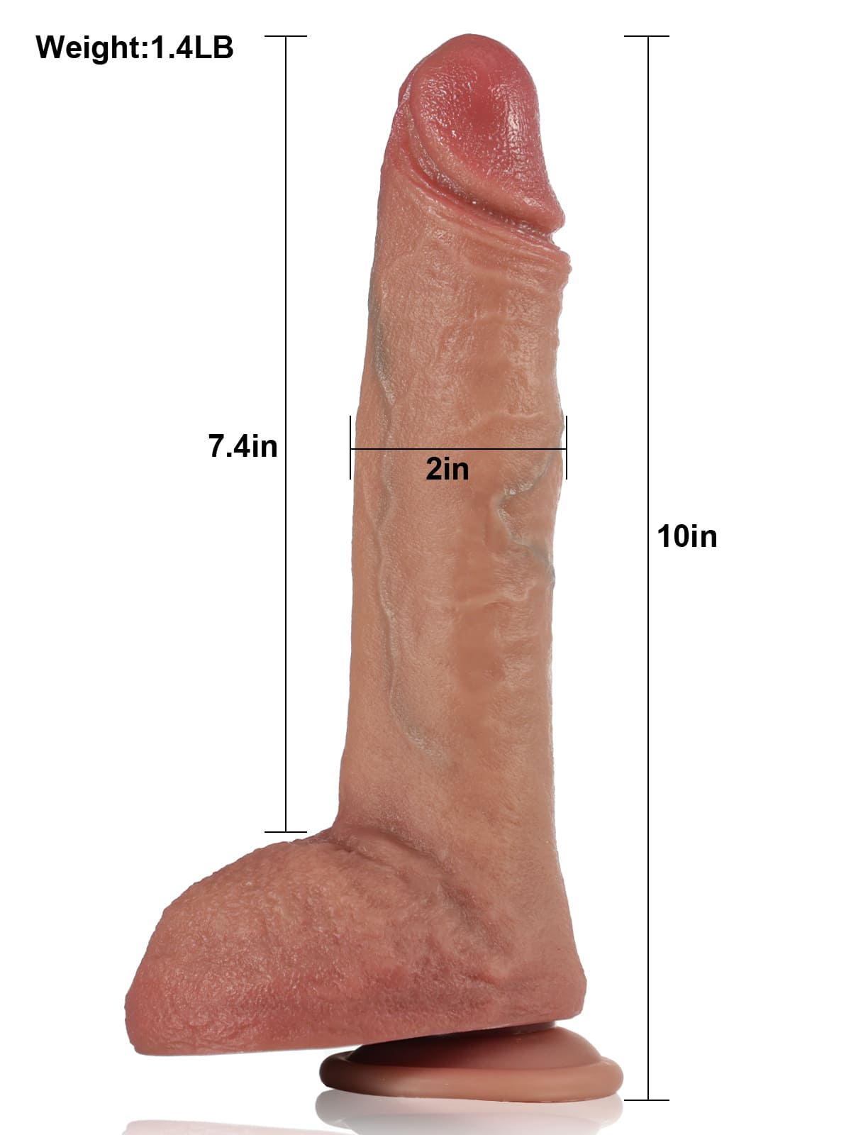 John Fast Thrusting Pulsating Vibrating Heating Dildo - 10*2 Inch