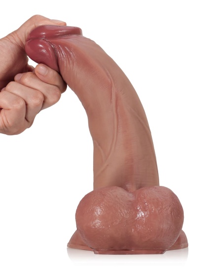 Logan L 9.4" - D 2" Vac-U-Lock Sliding Skin Dildo With Moving Balls