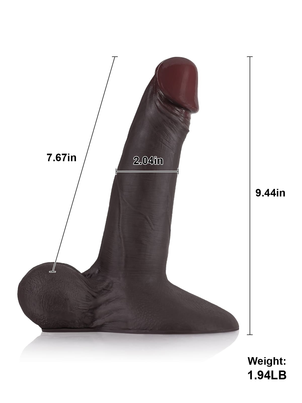 Logan L 9.4" - D 2" Vac-U-Lock Black Sliding Skin Dildo With Moving Balls
