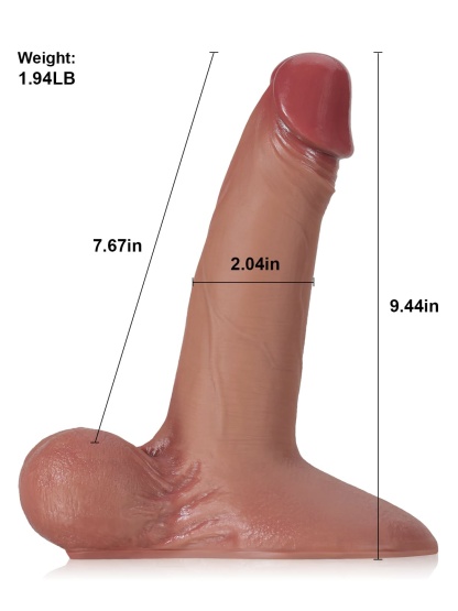 Logan L 9.4" - D 2" Vac-U-Lock Sliding Skin Dildo With Moving Balls