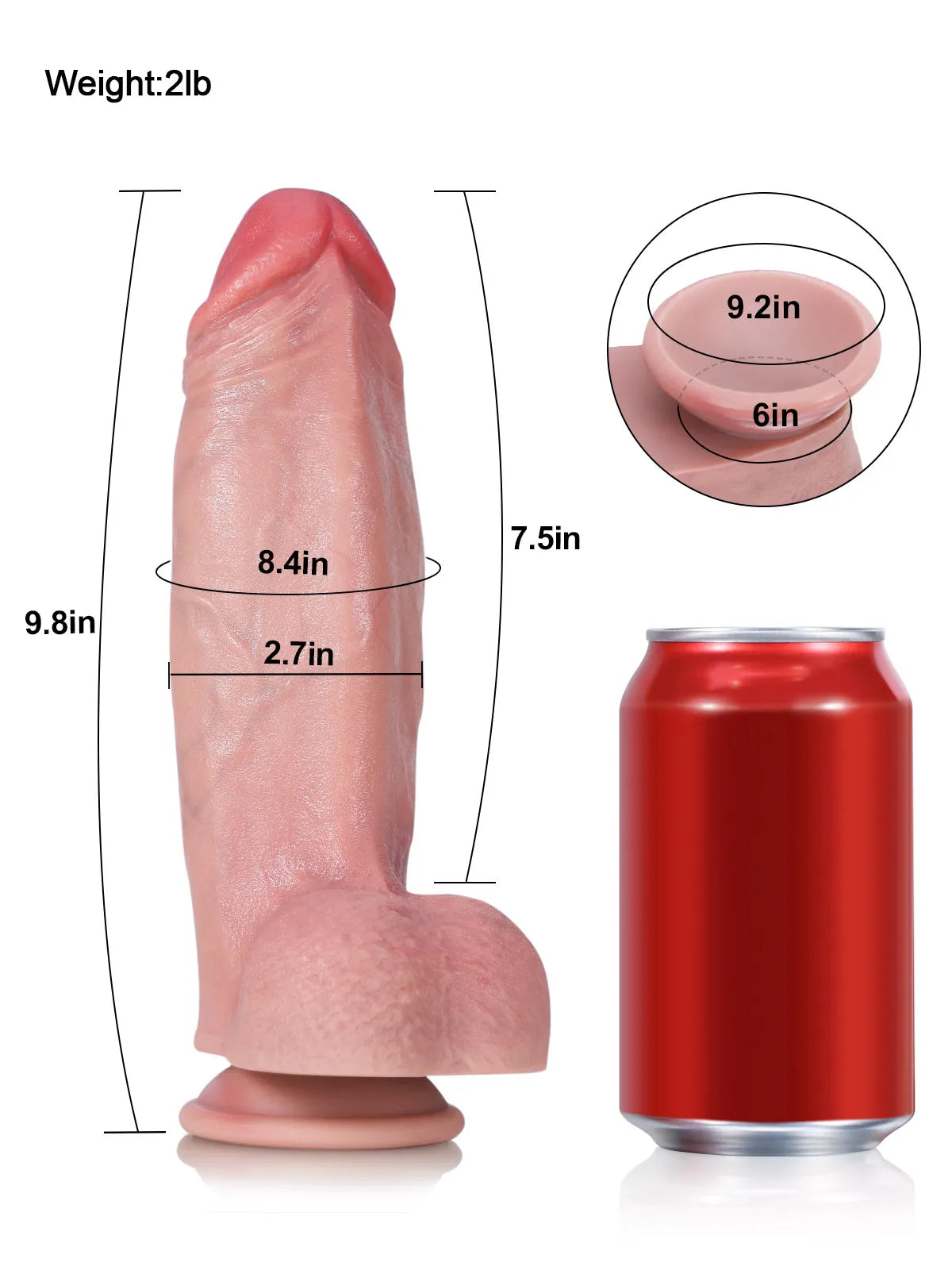 Jorge 9.8" x 2.7" -L- Realistic Soft Flesh Like Thick Short Fat Dildo