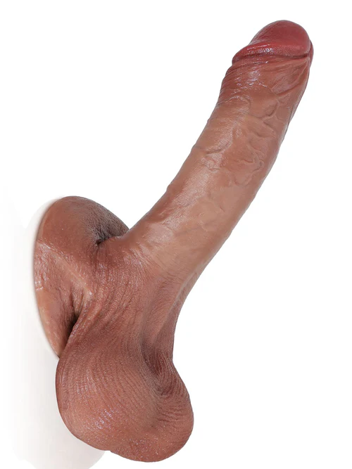 Kevin 9" x 1.9" Brown Ultra Realistic Dildo With Hanging Moving Balls