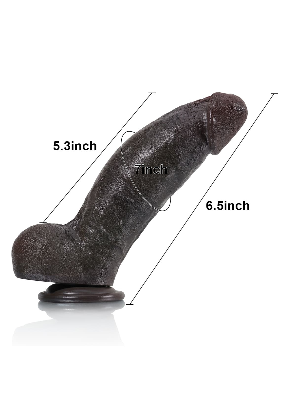 Kimi 8.6" x 2.2" Thick Realistic Dildo Black Like Real Skin Dildos