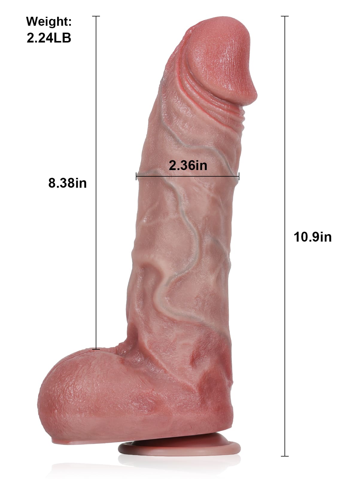 Knight 10.9" x 2.3" XL Vein Thick Dildo 7 Modes Thrusting & 3 Modes Vibrating