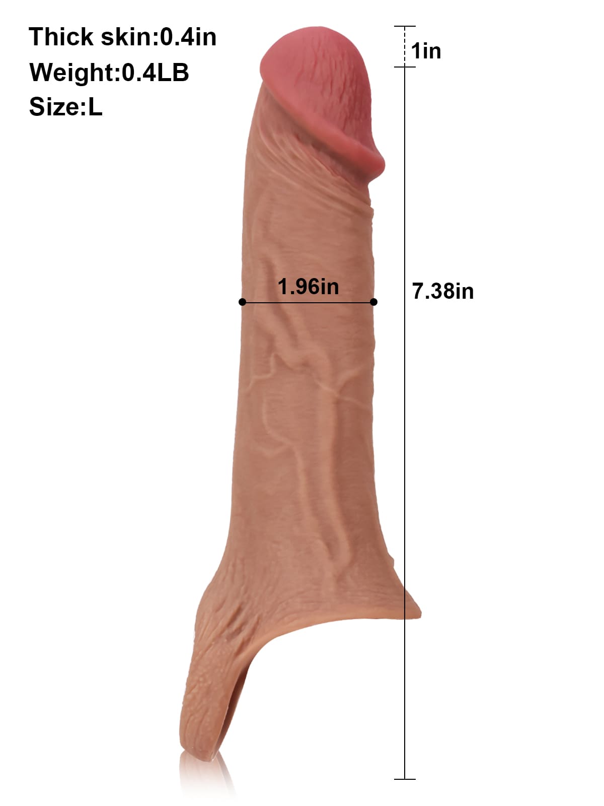 Jim 7.5" x 1.8" Perfect Length Girth M/L Size Penis Sleeve With Ejaculatory Hole