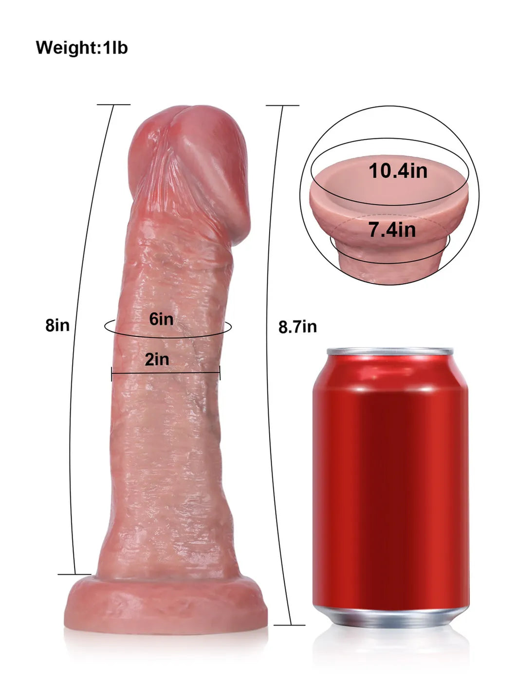 Lawyer 8.7" x 2" - Realistic Soft Dildo No Balls Big Mushroom Head