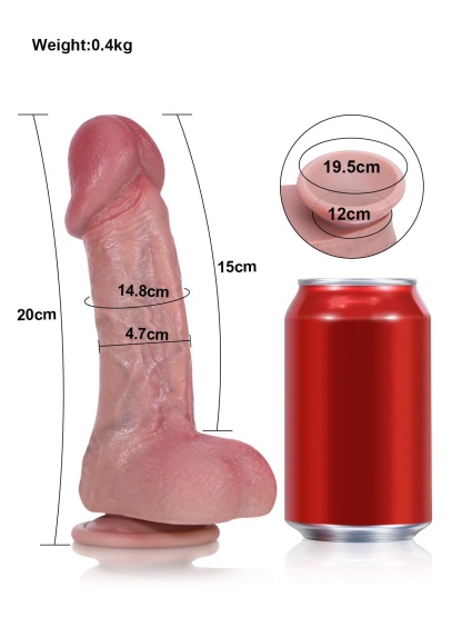 Lewis 8" x 2" - Beginner Curved Dildo with Sculpted Glans and Suction
