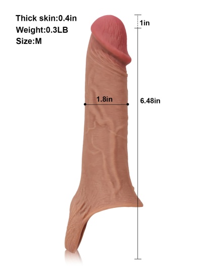 Jim 7.5" x 1.8" Perfect Length Girth M/L Size Penis Sleeve With Ejaculatory Hole