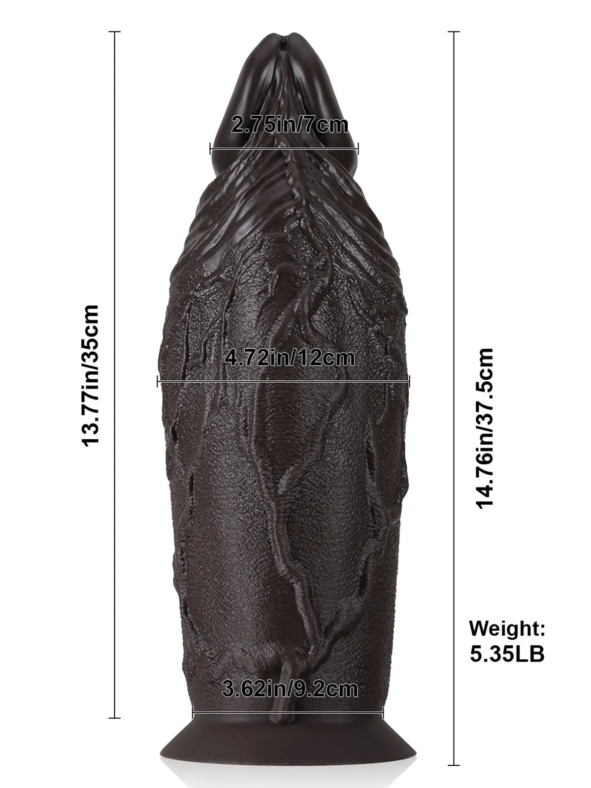 Malik 14.7" x 4.7" Thick Silicone Pointed Glans BBC Anal Dildo