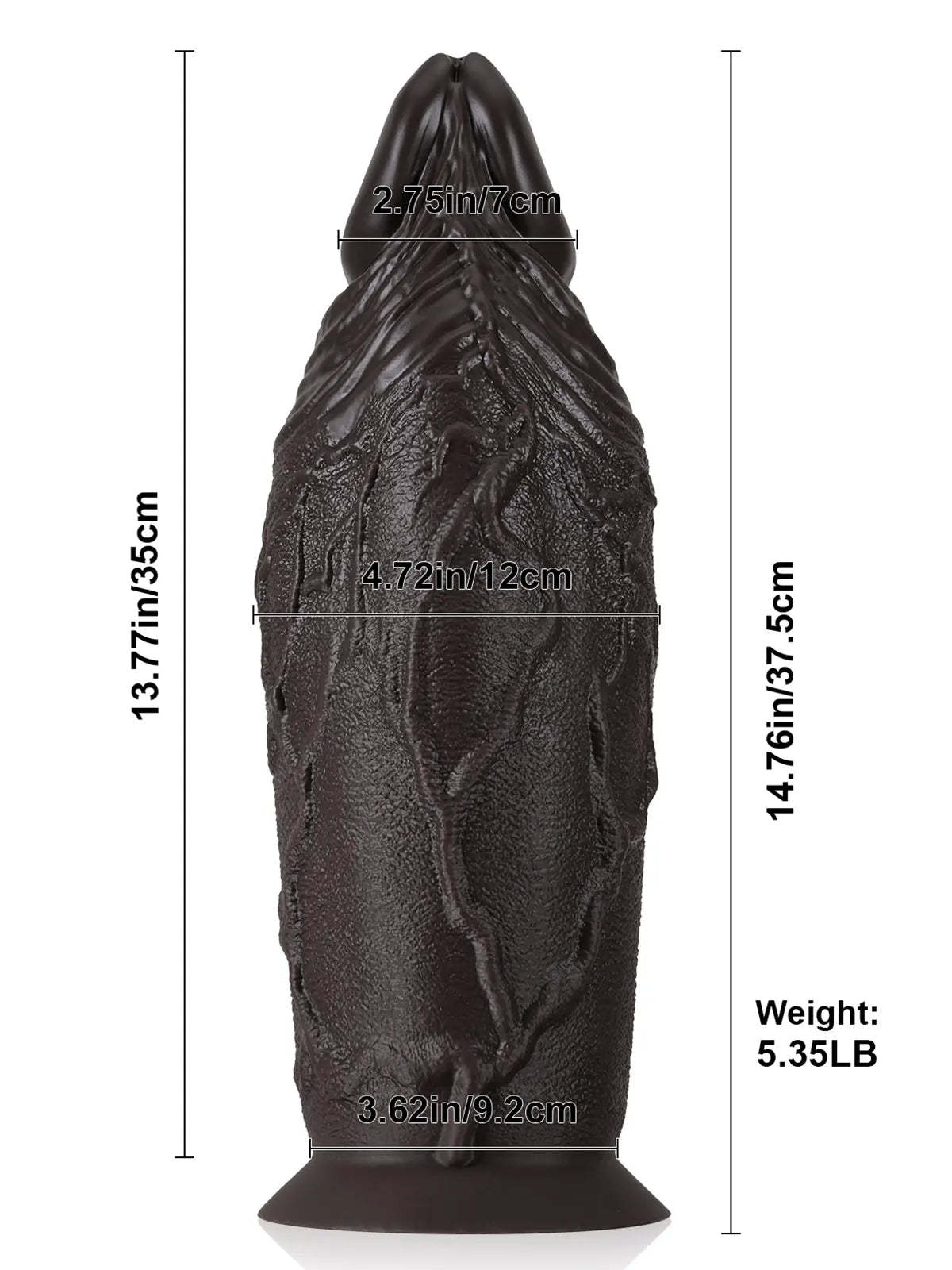 Malik 14.7" x 4.7" Thick Silicone Pointed Glans BBC Anal Dildo