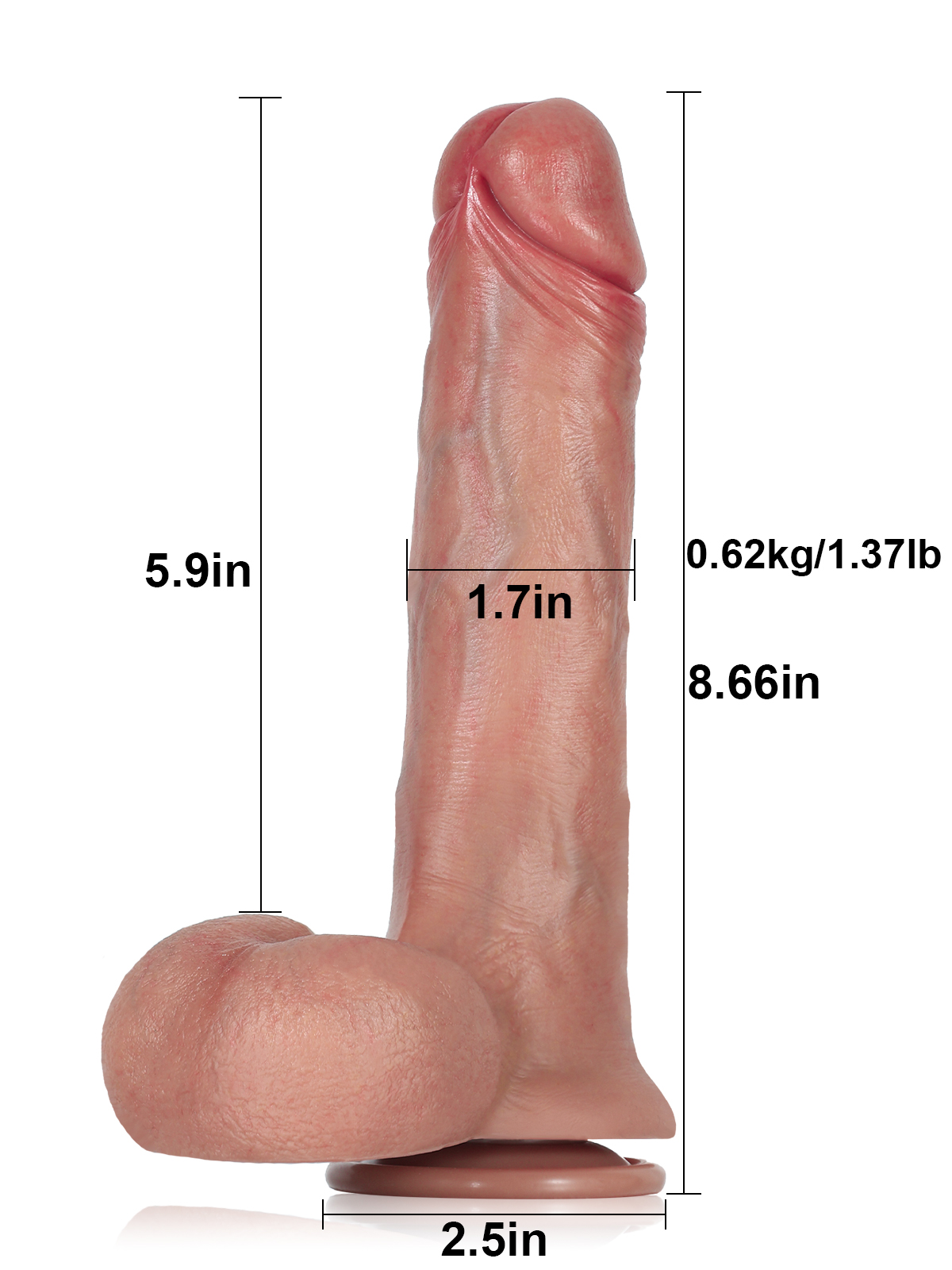 Oliver L 8.6" - D 1.7" Realistic Pulsating Thrusting Dildo