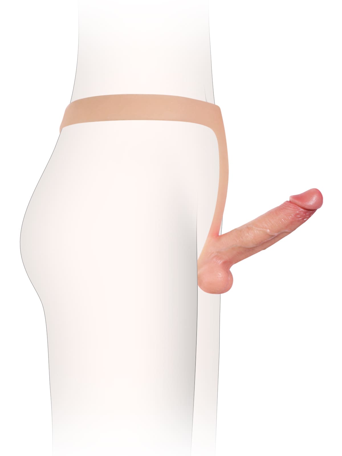 Nathan 6" x 1.5" Flesh Realistic Silicone Strapped Dirty Penis, Sexy Thong Style - with Dildo