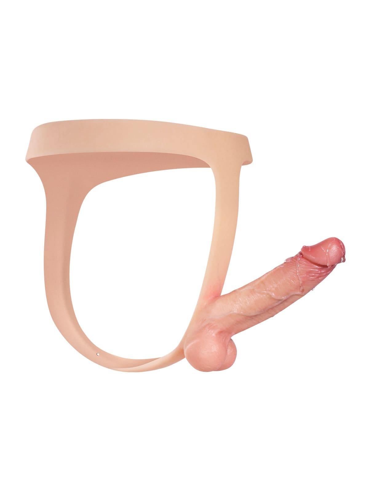 Nathan 6" x 1.5" Flesh Realistic Silicone Strapped Dirty Penis, Sexy Thong Style - with Dildo