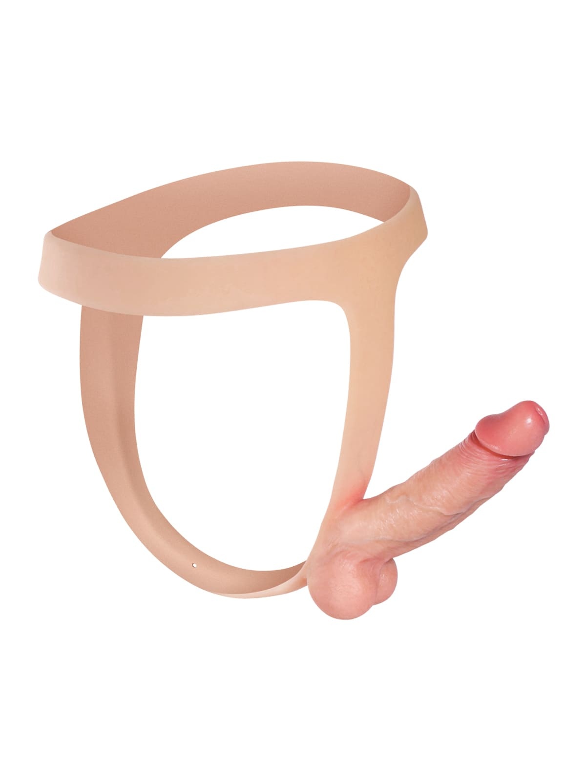 Nathan 6" x 1.5" Flesh Realistic Silicone Strapped Dirty Penis, Sexy Thong Style - with Dildo