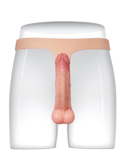 Nathan 6" x 1.5" Flesh Realistic Silicone Strapped Dirty Penis, Sexy Thong Style - with Dildo