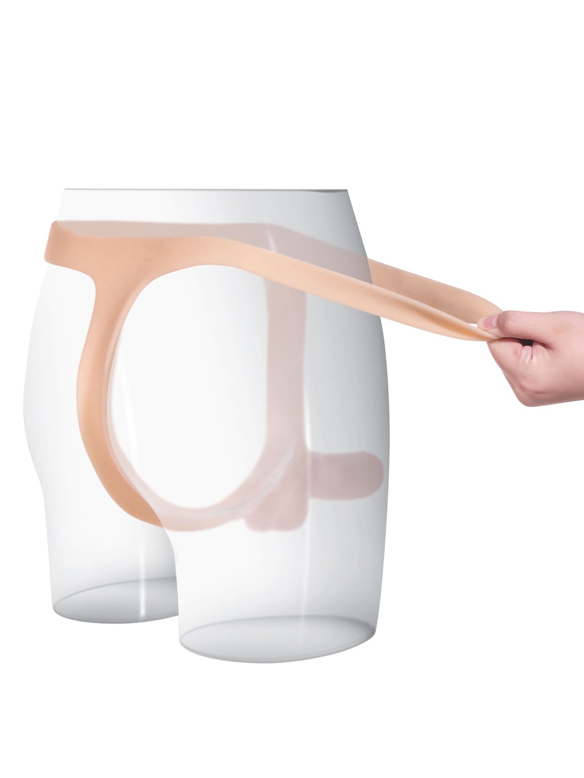 Nathan 6" x 1.5" Flesh Realistic Silicone Strapped Dirty Penis, Sexy Thong Style - with Dildo