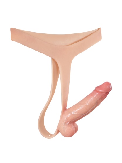 Nathan 6" x 1.5" Flesh Realistic Silicone Strapped Dirty Penis, Sexy Thong Style - with Dildo
