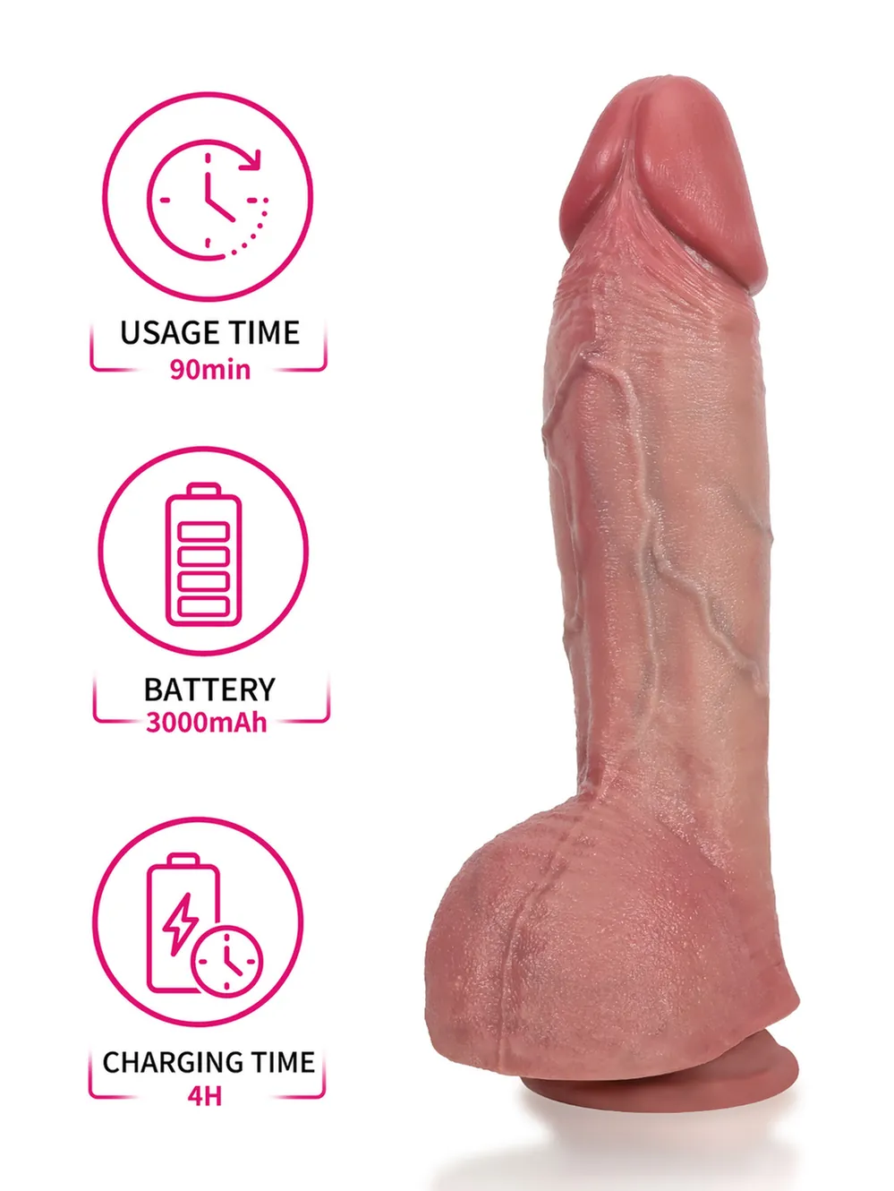 Marcus |  10.6" x 2.3 " 4-in-1 Realistic Dildo — Thrusting, Vibrating, Heating & Waterproof
