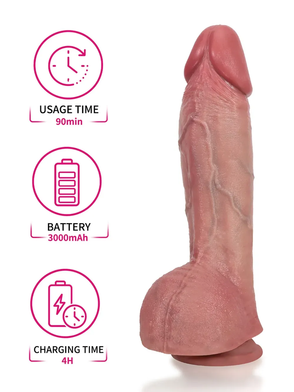 Marcus |  10.6" x 2.3 " 4-in-1 Realistic Dildo — Thrusting, Vibrating, Heating & Waterproof