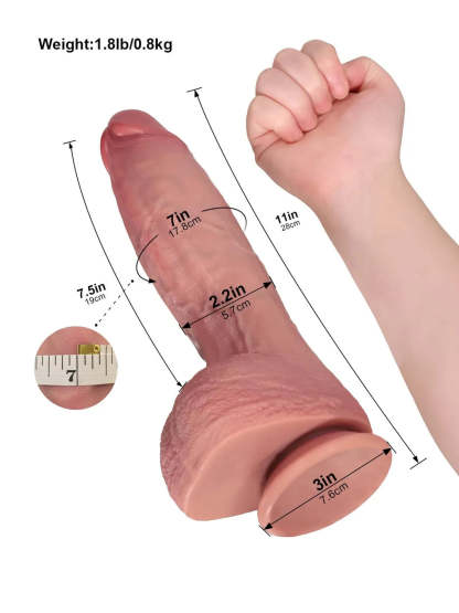 Vincent |  11" x 2.2 " - Large Long Realistic Dildo with Full Tapered Shaft